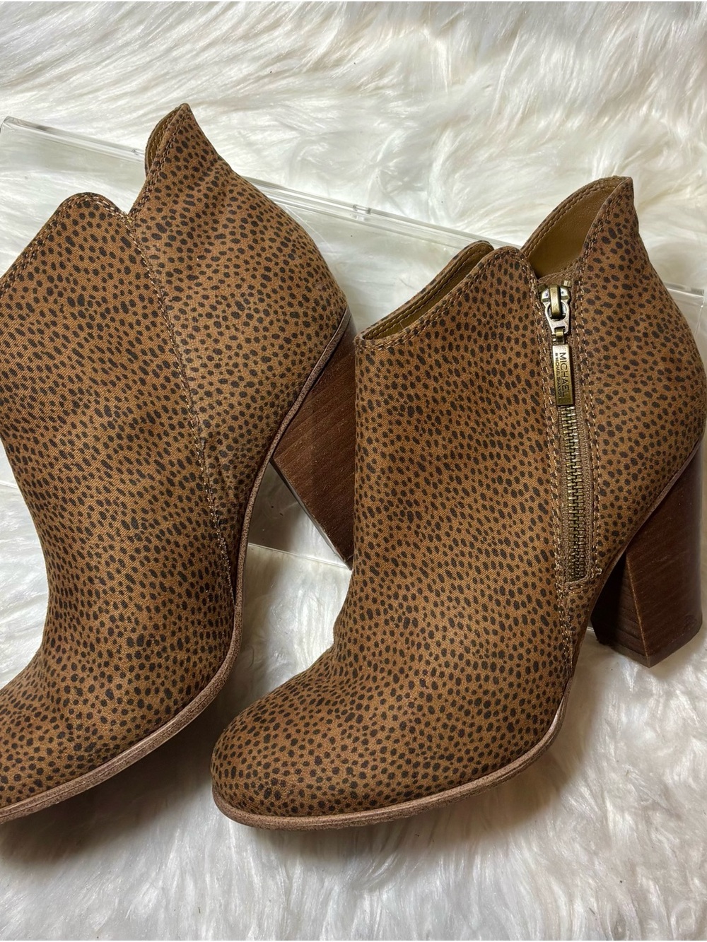 MICHAEL by Michael Shannon - Ginnie - Cheetah Print Ankle Booties with Side Zip